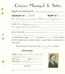 Registo de matricula de carroceiro em nome de Ludovina de Oliveira Perpetua, moradora na Assafora, com o nº de inscrição 1888.