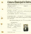 Registo de matricula de carroceiro de 2 ou mais animais em nome de José Francisco Marcos, morador em Faião, com o nº de inscrição 2053.