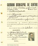Registo de matricula de cocheiro profissional em nome de António Andrade, morador no Algueirão, com o nº de inscrição 609.