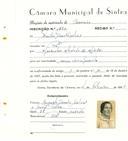 Registo de matricula de carroceiro em nome de Emília Duarte Matias, morador no Ral, com o nº de inscrição 1682.