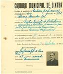 Registo de matricula de cocheiro profissional em nome de Álvaro Mendes Gil, morador em Sintra (Quinta de Santo António), com o nº de inscrição 914.