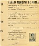 Registo de matricula de carroceiro de 2 ou mais animais em nome de Manuel Rodrigues, morador no Cacém, com o nº de inscrição 2015.