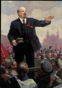 Lénine prononçant um discours sur la place Rouge