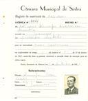 Registo de matricula de carroceiro em nome de Feliciano Domingos Francisco Duarte, morador em Lameiras, com o nº de inscrição 2041.