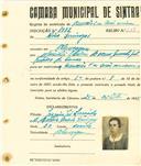 Registo de matricula de carroceiro de 2 ou mais animais em nome de Rosa Domingas, moradora em Almoçageme, com o nº de inscrição 1882.