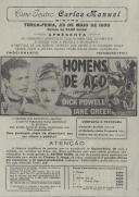 Programa do filme Homens de Aço realizado por Sidney Lanfield com a participação de Dick Powell e Jane Greer.