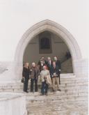 Visita a Sintra dos técnicos da Unesco na escadaria do Palácio Nacional de Sintra.