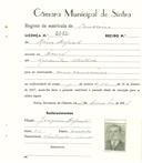 Registo de matricula de carroceiro em nome de Mário Augusto, morador no Banzão , com o nº de inscrição 2052.