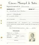 Registo de matricula de carroceiro em nome de Jacinto da Cruz Pestana, morador em Fontanelas, com o nº de inscrição 1881.