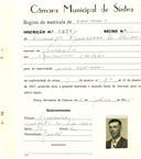 Registo de matricula de carroceiro em nome de Domingos Francisco de Oliveira, morador na Fachada, com o nº de inscrição 1971.