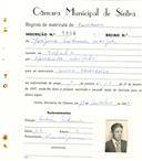 Registo de matricula de carroceiro em nome de Joaquim Antunes Marques, morador na Tapada, com o nº de inscrição 1906.
