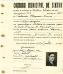 Registo de matricula de cocheiro profissional em nome de António Hipacio Nunes, morador em Almoçageme, com o nº de inscrição 963.