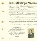 Registo de matricula de carroceiro de 2 ou mais animais em nome de Eduardo Miguel Dias, morador em Azenhas do Mar, com o nº de inscrição 2068.