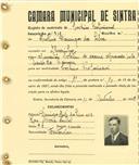 Registo de matricula de cocheiro profissional em nome de Avelino Domingos da Silva, morador em Alvarinhos, com o nº de inscrição 918.
