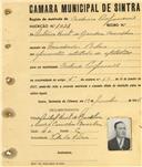 Registo de matricula de cocheiro profissional em nome de António Huet de Bacelar Carrelhas, morador em Belas, com o nº de inscrição 1028.