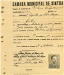 Registo de matricula de cocheiro profissional em nome de Manuel Aquiles da Silva Campos, morador em Sintra, com o nº de inscrição 993.