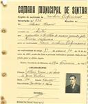 Registo de matricula de cocheiro profissional em nome de Álvaro Cravo, morador em Sintra, com o nº de inscrição 836.