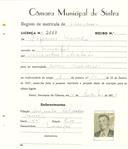 Registo de matricula de carroceiro em nome de Zeferino Cosme, morador no Mucifal, com o nº de inscrição 2043.