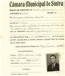 Registo de matricula de cocheiro profissional em nome de Domingos Oliveira Cunha, morador em São Pedro, com o nº de inscrição 1055.