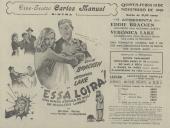 Programa do filme comédia  Essa Loira realizado por George Marshall com a participação de Eddie Bracken e Verónica Lake. 