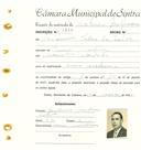 Registo de matricula de cocheiro profissional em nome de Joaquim Pedro da Silva, morador em Mem Martins, com o nº de inscrição 1220.