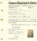 Registo de matricula de carroceiro de 2 ou mais animais em nome de Joaquim Pedro, morador em Cabriz, com o nº de inscrição 2215.