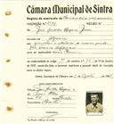 Registo de matricula de carroceiro de 2 ou mais animais em nome de João Geraldes Rogério Júnior, morador no Algueirão, com o nº de inscrição 2116.