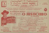 Programa do filme "O Justiceiro" com a participação de Randolph Scott, Bill Williams e Jane Nigh.