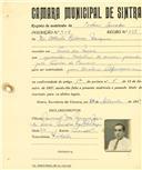 Registo de matricula de cocheiro amador em nome de Alberto Ribeiro Marques, morador na Praia das Maçãs, com o nº de inscrição 908.