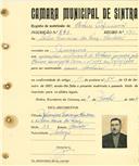 Registo de matricula de cocheiro profissional em nome de Artur Francisco da Luz Cardoso, morador em Massamá, com o nº de inscrição 883.