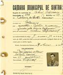 Registo de matricula de cocheiro profissional em nome de António dos Santos Maurício, morador em Galamares, com o nº de inscrição 848.