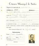 Registo de matricula de carroceiro em nome de Lino Duarte Aniceto, morador no Casal do Outeiro, com o nº de inscrição 2029.