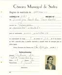 Registo de matricula de carroceiro em nome de Domingas Custódia Sardinha, moradora na Pernigem, com o nº de inscrição 1980.