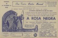 Programa do filme "A Rosa Negra" com a participação de Tirone Power, Orson Welles, Cecile Aubry e Jack Hawkins.