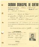 Registo de matricula de cocheiro profissional em nome de Manuel de Oliveira, morador na Quinta do Vasco, com o nº de inscrição 593.