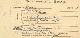 Recenseamento escolar de Rosa Torres, filho de José Raimundo Torres, moradora em Almoçageme.