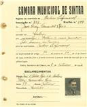 Registo de matricula de cocheiro profissional em nome de João Brás Fernandes Reis, morador em Sintra, com o nº de inscrição 759.