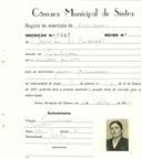 Registo de matricula de carroceiro em nome de Emília da Conceição, morador em Pexiligais, com o nº de inscrição 1967.