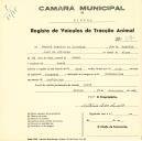 Registo de um veiculo de duas rodas tirado por dois animais de espécie asinina destinado a transporte de mercadorias em nome de Manuel Cândido de Oliveira, morador em Janas.