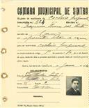 Registo de matricula de cocheiro profissional em nome de Maximino Franco dos Santos, morador no Cacém, com o nº de inscrição 624.