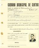 Registo de matricula de cocheiro profissional em nome de Manuel António, morador na Fonte Longa, com o nº de inscrição 619.