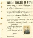 Registo de matricula de cocheiro profissional em nome de Luís Fernandes, morador em Almoçageme, com o nº de inscrição 968.