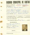 Registo de matricula de cocheiro amador em nome de António Augusto Morais, morador na Quinta do Granjal, com o nº de inscrição 947.