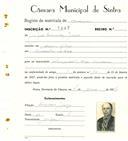 Registo de matricula de carroceiro em nome de José Francisco Jorge, morador na Aldeia Galega, com o nº de inscrição 1887.