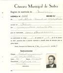 Registo de matricula de carroceiro em nome de António Casulo de Magalhães, morador em Colares, com o nº de inscrição 2064.