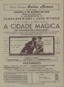 Programa do filme, comédia,  "A Cidade Mágica" com a participação de James Stewart e Jane Wyman.
