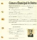 Registo de matricula de cocheiro profissional em nome de Benjamim Fernandes, morador na Idanha, com o nº de inscrição 1052.