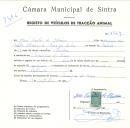 Registo de um veiculo de duas rodas tirado por um animal de espécie asinina destinado a transporte de mercadorias em nome de José Santos de Oliveira, morador em Manique de Cima. 