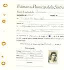 Registo de matricula de carroceiro em nome de Vitória da assunção, moradora em Janas, com o nº de inscrição 1725.
