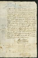 Declaração de venda de seis alqueires de trigo passada por Duarte Borges, morador em Sintra, a João Batista Jacob, morador na Quinta do Vinagre.